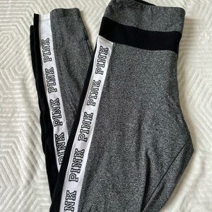PINK Victoria’s Secret Gray Logo Leggings Size L
